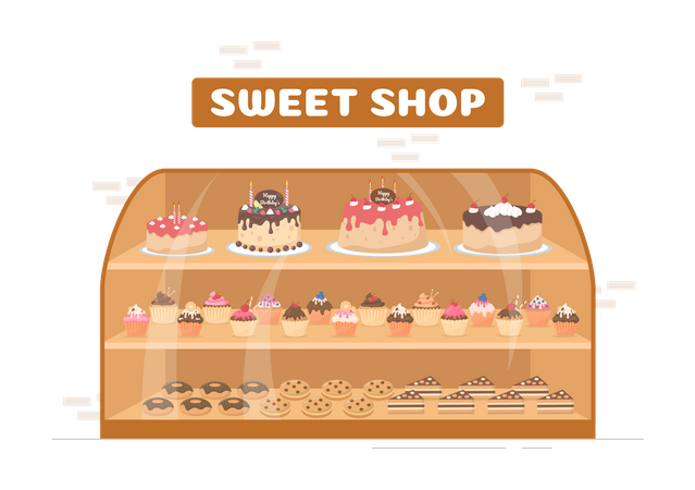Sweet shop product display Illustration