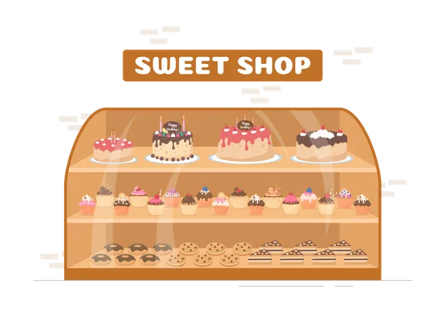 Sweet shop product display Illustration