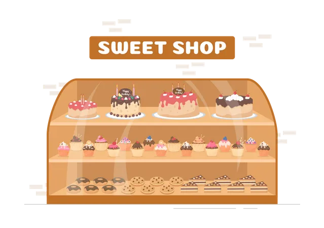 Sweet shop product display  Illustration