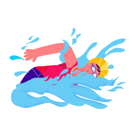 Customizable Flat Illustration Of Swimmer Illustration