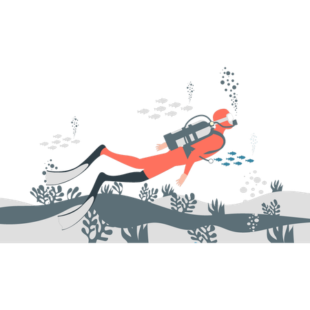 Swimmer enjoying water adventure  Illustration