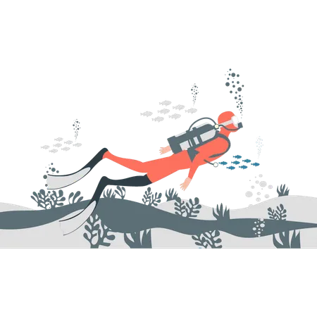 Swimmer enjoying water adventure  Illustration