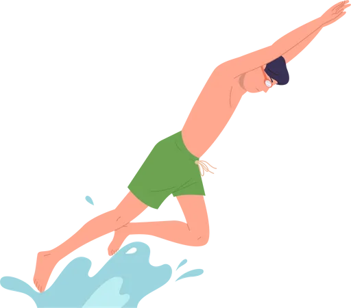 Swimmer jumping to water  Illustration