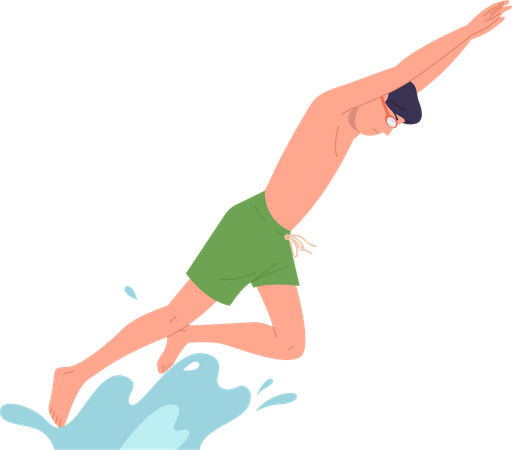 Swimmer jumping to water  Illustration