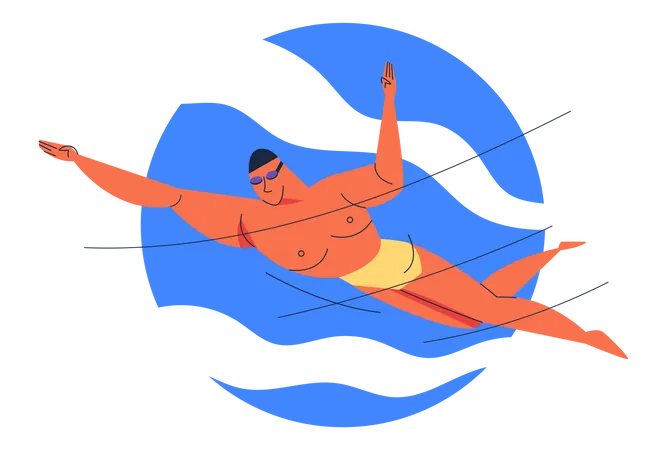 Abstract Action Of Young Athlete Swimmers Modern Pentathlon Swimming In Water Sport Pool Vector Illustration Illustration