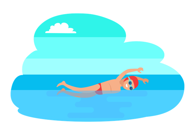 Swimmer swimming in ocean  Illustration