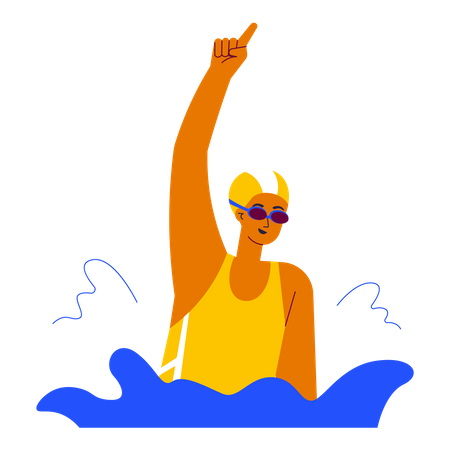 Swimmer win competition  イラスト