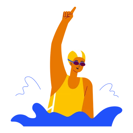 Swimmer win competition  イラスト