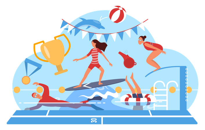 Swimming Coach Illustration