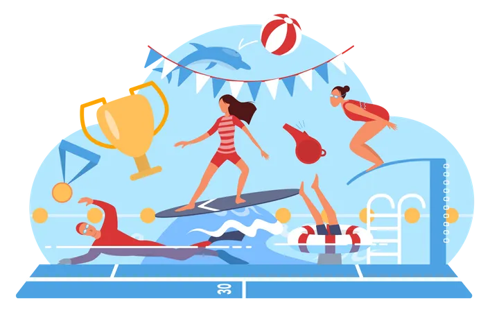 Swimming Coach Illustration