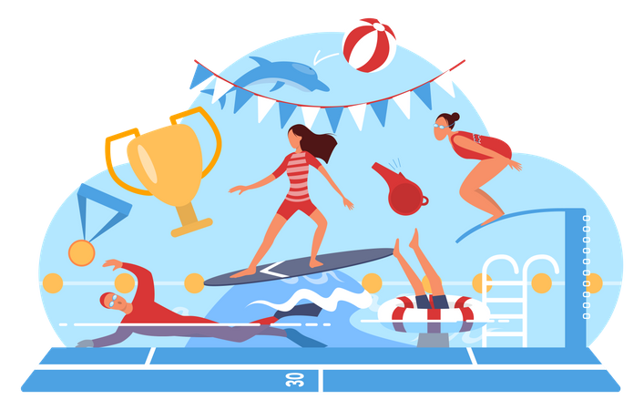 Swimming Coach  Illustration