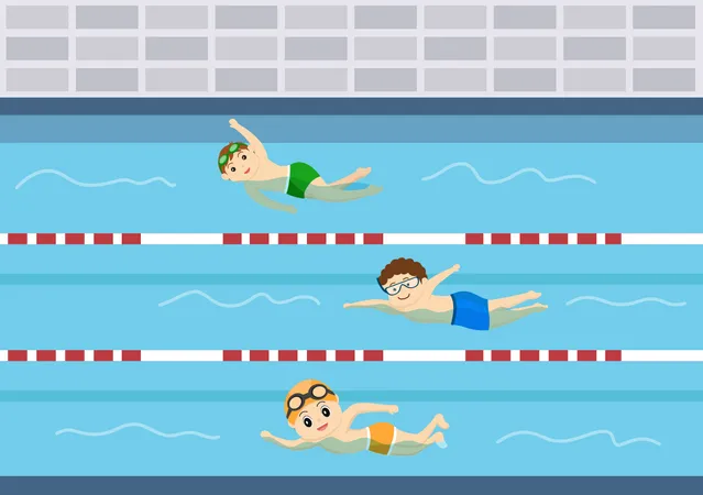 Swimming competition  イラスト