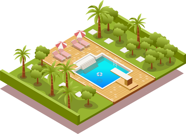 Swimming pool and garden  Illustration