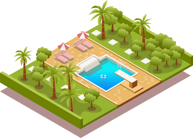 Swimming pool and garden  Illustration