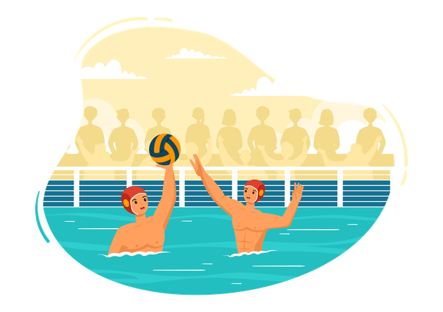 Swimming pool volley ball players  Illustration