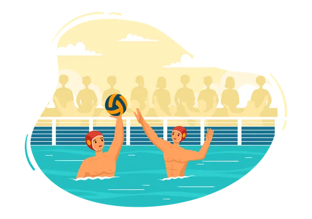 Swimming pool volley ball players  Illustration