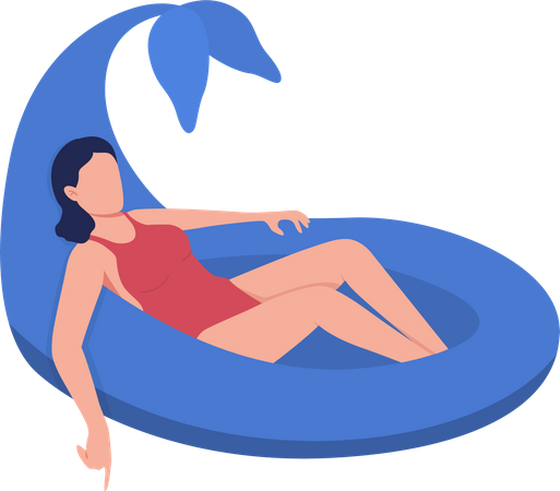 Swimming with dolphin pool float  Illustration