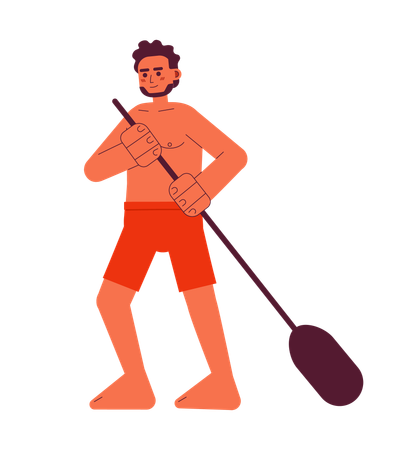 Swimwear man holding paddle  Illustration