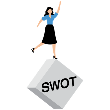 SWOT 분석을 하는 사업가  일러스트레이션