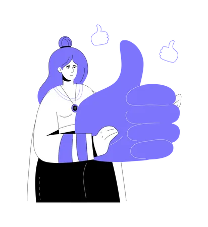 Sylish smiling girl holding a big thumb up  Illustration