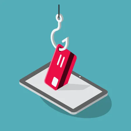 Symbole d'attaque de phishing sur tablette  Illustration