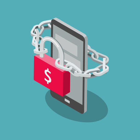 Symbole d'attaque de ransomware de téléphone  Illustration