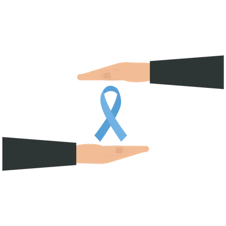 Deux mains tiennent un symbole de ruban de cancer de la vessie  Illustration