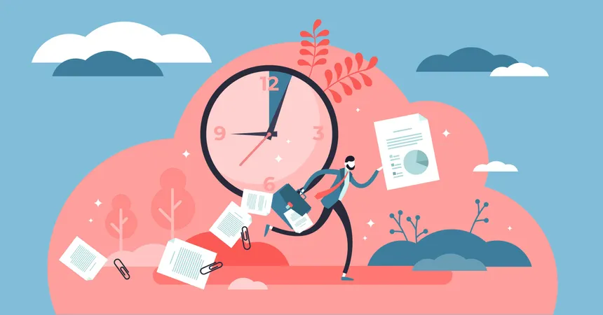 Symbolic clock deadline and last minute rush Illustration