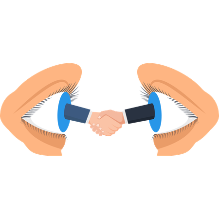 Symbolic Handshake Emerging from Eyes  Illustration