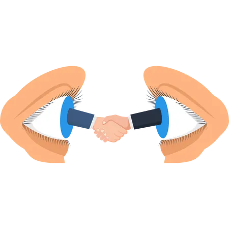 Symbolic Handshake Emerging from Eyes  Illustration