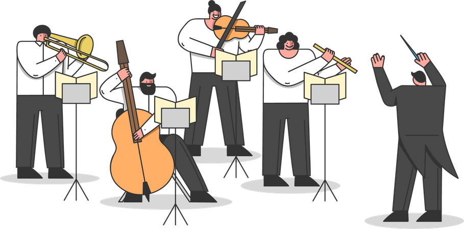 Symphony Orchestra Musicians Playing Musical Instruments  Illustration