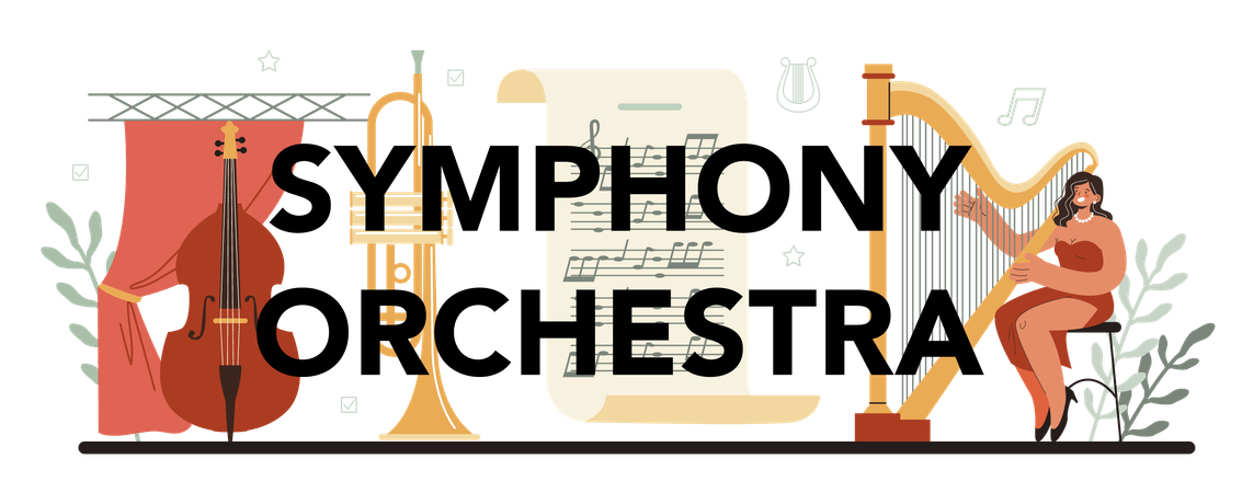 Symphony orchestra typographic header  Illustration
