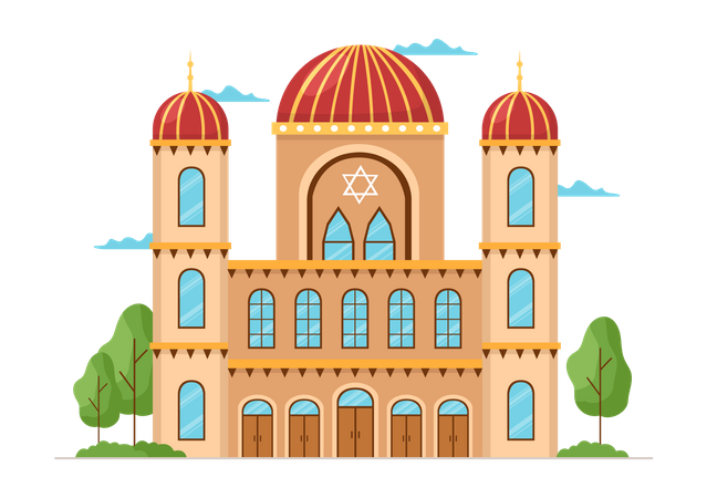 Synagogue Building Illustration