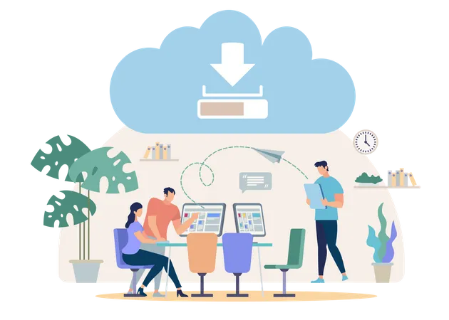 Synchronizing, Sharing, Backup Files with Online Cloud Service  Illustration