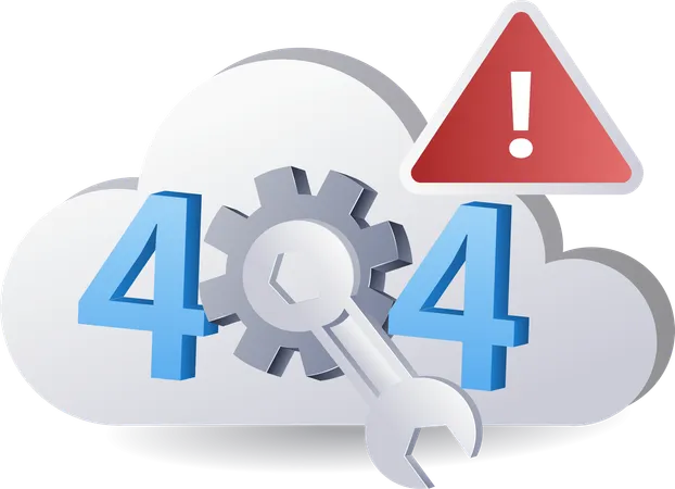 System cloud server warning error 404  Illustration