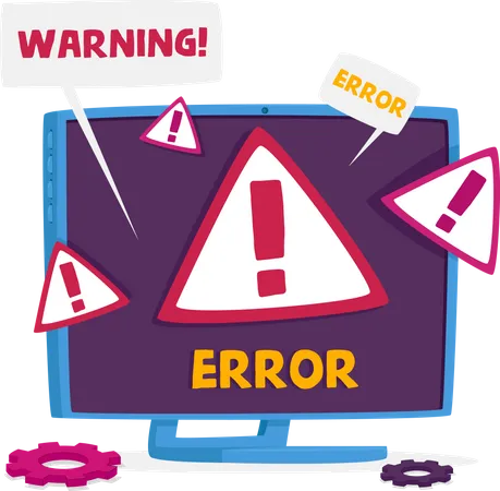 Pc Monitor With System Error Warning On Screen Professional Technical Help Site Under Construction Client Support Internet Disconnection Alert Maintenance Concept Cartoon Vector Illustration Illustration