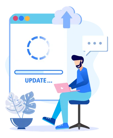 Illustration Vector Graphic Cartoon Character Of System Update Illustration