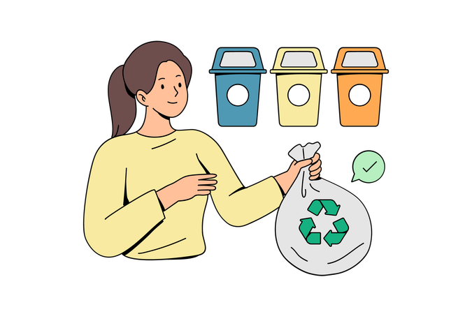 Un bon système de recyclage des déchets  Illustration