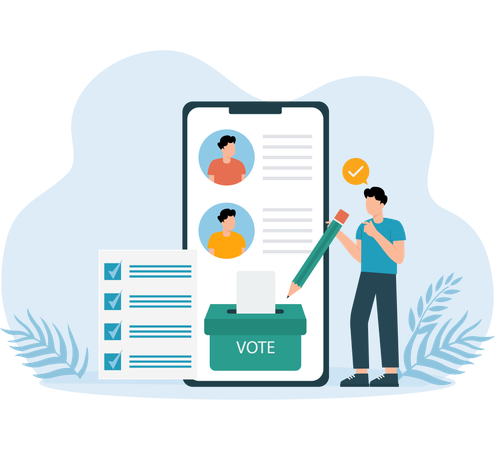 Système de vote en ligne installé sur mobile  Illustration