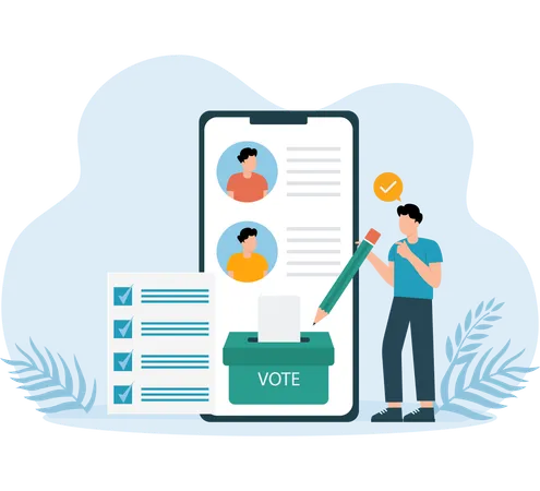 Système de vote en ligne installé sur mobile  Illustration