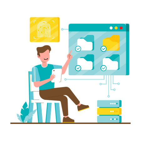 Systemsicherheit mit Fingerabdruck  Illustration