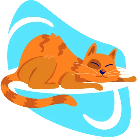 Tabby Cat Flat Color Vector Character Ginger Kitten Lying Cute Kitty Sleeping Domestic Animal Resting On Floor Isolated Cartoon Illustration For Web Graphic Design And Animation イラスト