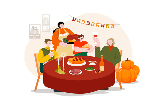 Table du dîner de Thanksgiving  Illustration