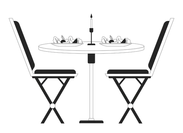 Chaises de table de dîner romantique  Illustration