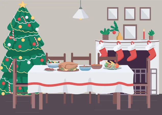 Table de dîner de Noël  Illustration