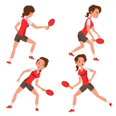 Table Tennis Player Male, Female Vector Illustration Pack
