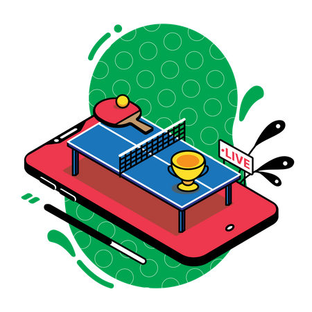 Table tennis game live streaming Illustration