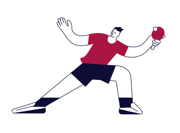 Table tennis player man serving ball  Illustration