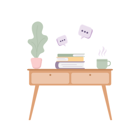 Table with books  Illustration