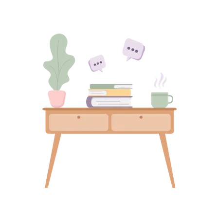 Table with books  Illustration